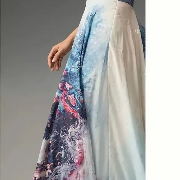 DBREAKTHROUGH - Anthropologie Geisha Designs Strapless Cutout Maxi Dress  Color:BLUE MOTIF